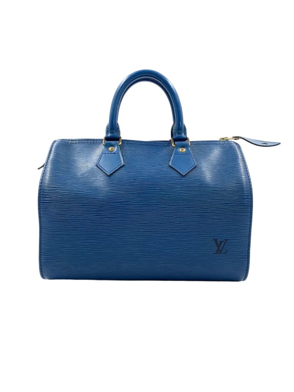 Louis Vuitton Speedy 25 Epi Toledo Blue Leather Handbag Gold